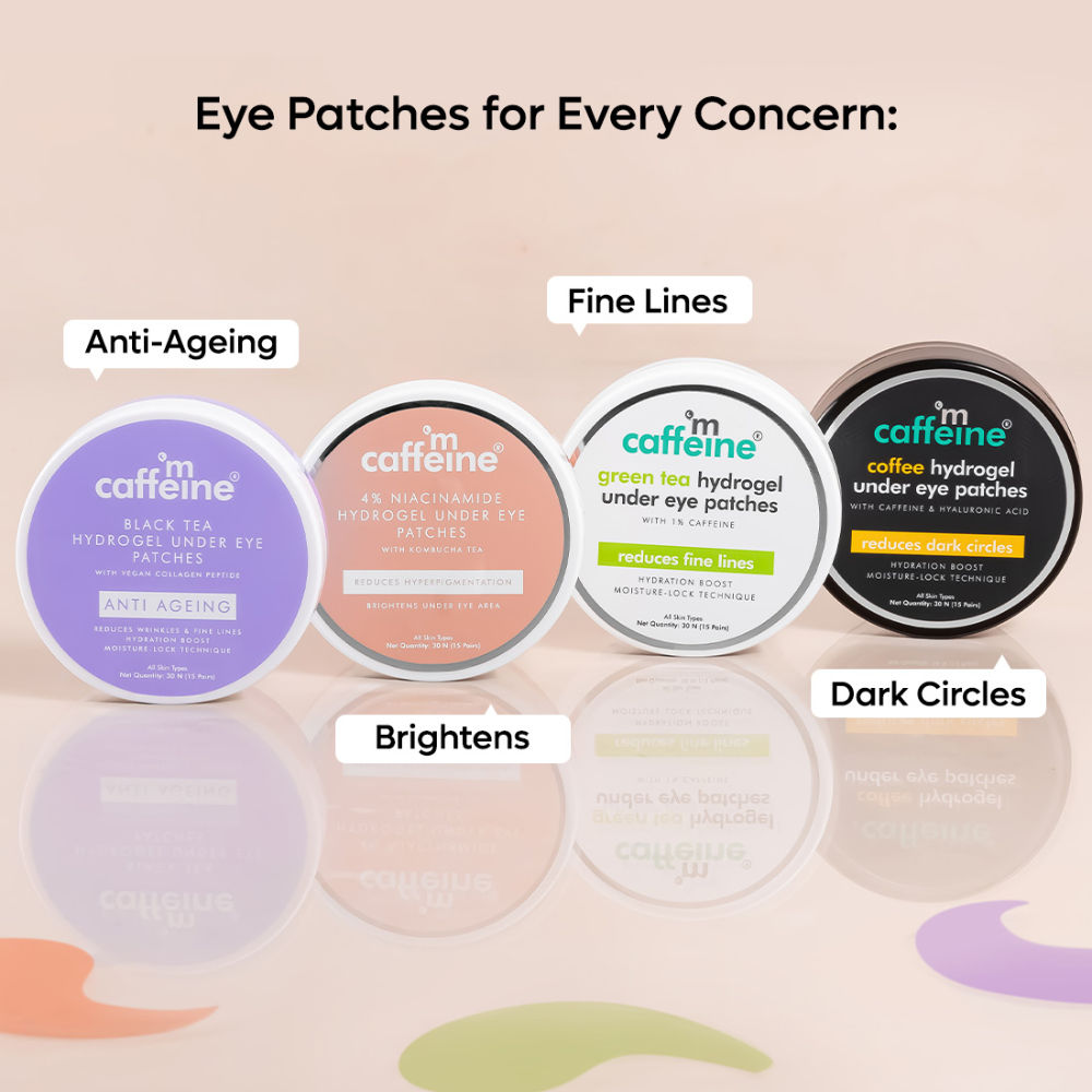 Green Tea Hydrogel Under Eye Patches With 1% Caffeine For Fine Lines & Hydration