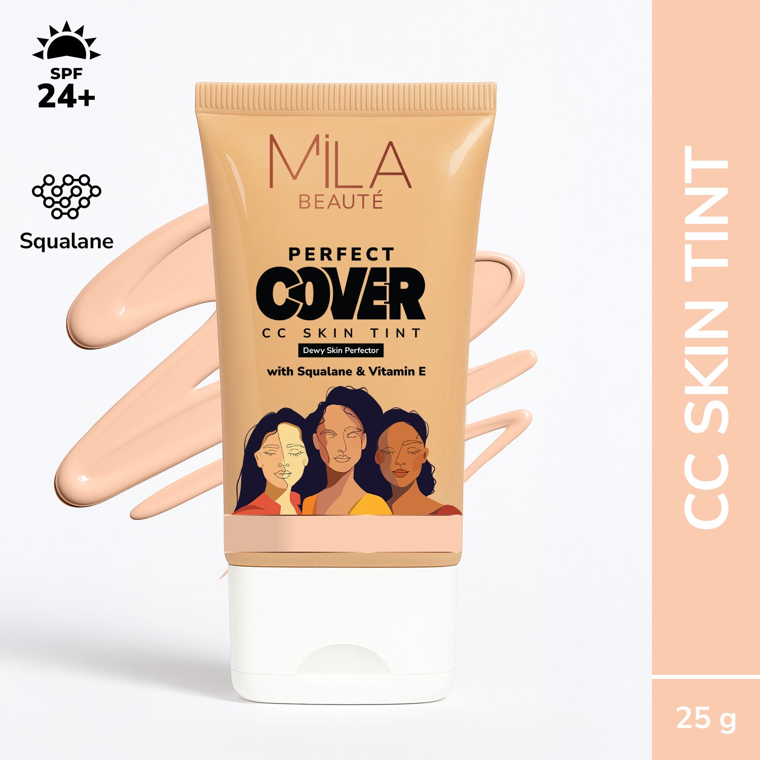 Mila Beaute Perfect Cover CC Skin Tint with SPF 24+ & Squalane - 01 Vanilla Sponge
