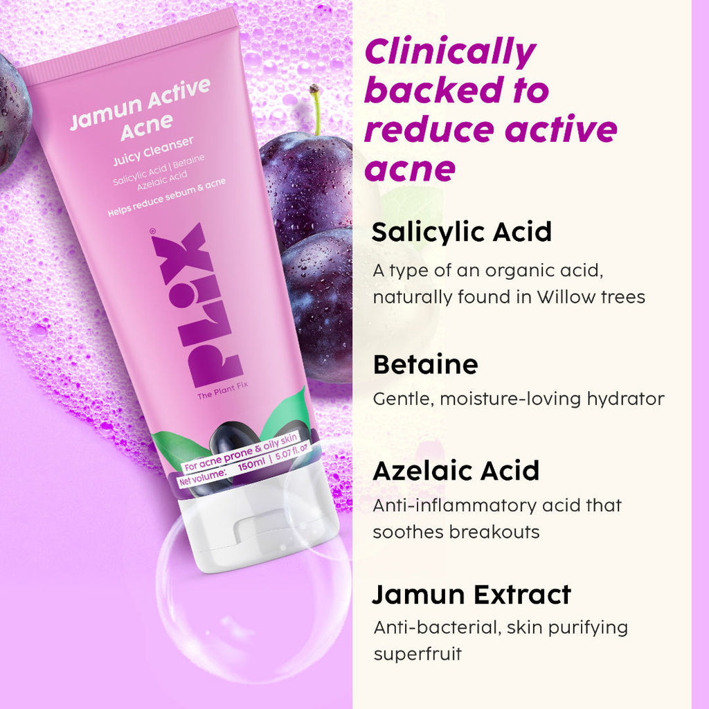 Jamun Active Acne Cleanser with Salicylic Acid Helps Reduce Acne for Daily Use