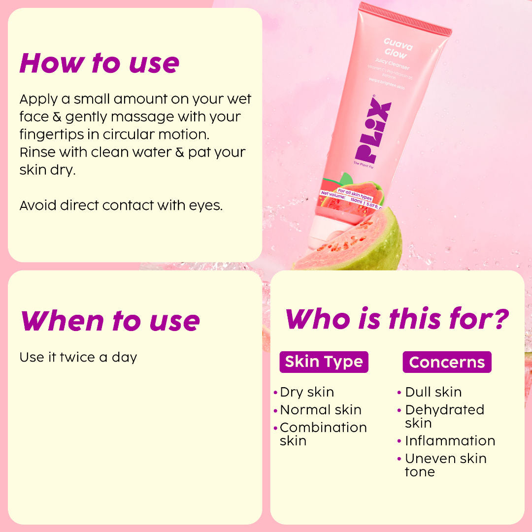 Guava Glow Juicy Cleanser with Vitamin C Helps Hydrates & Brightens Skin for All Skin Types