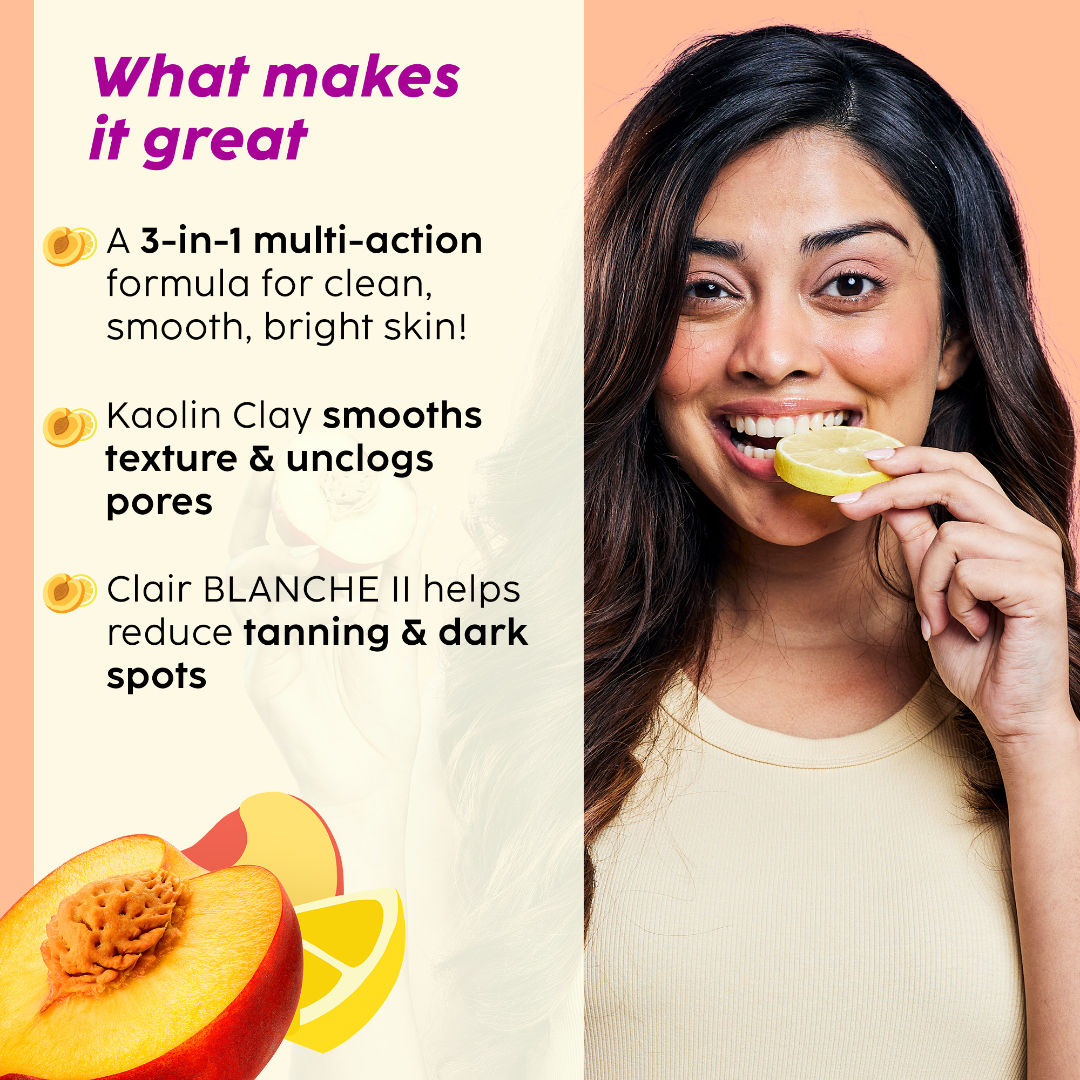Peaches & Lemon 3-in-1 Detan Face Wash, Scrub & Mask