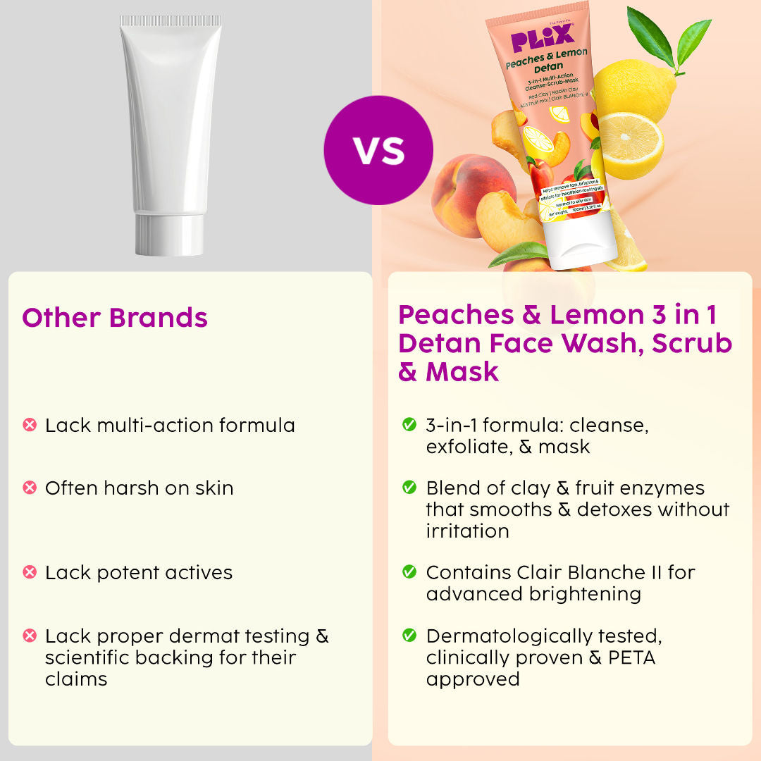 Peaches & Lemon 3-in-1 Detan Face Wash, Scrub & Mask