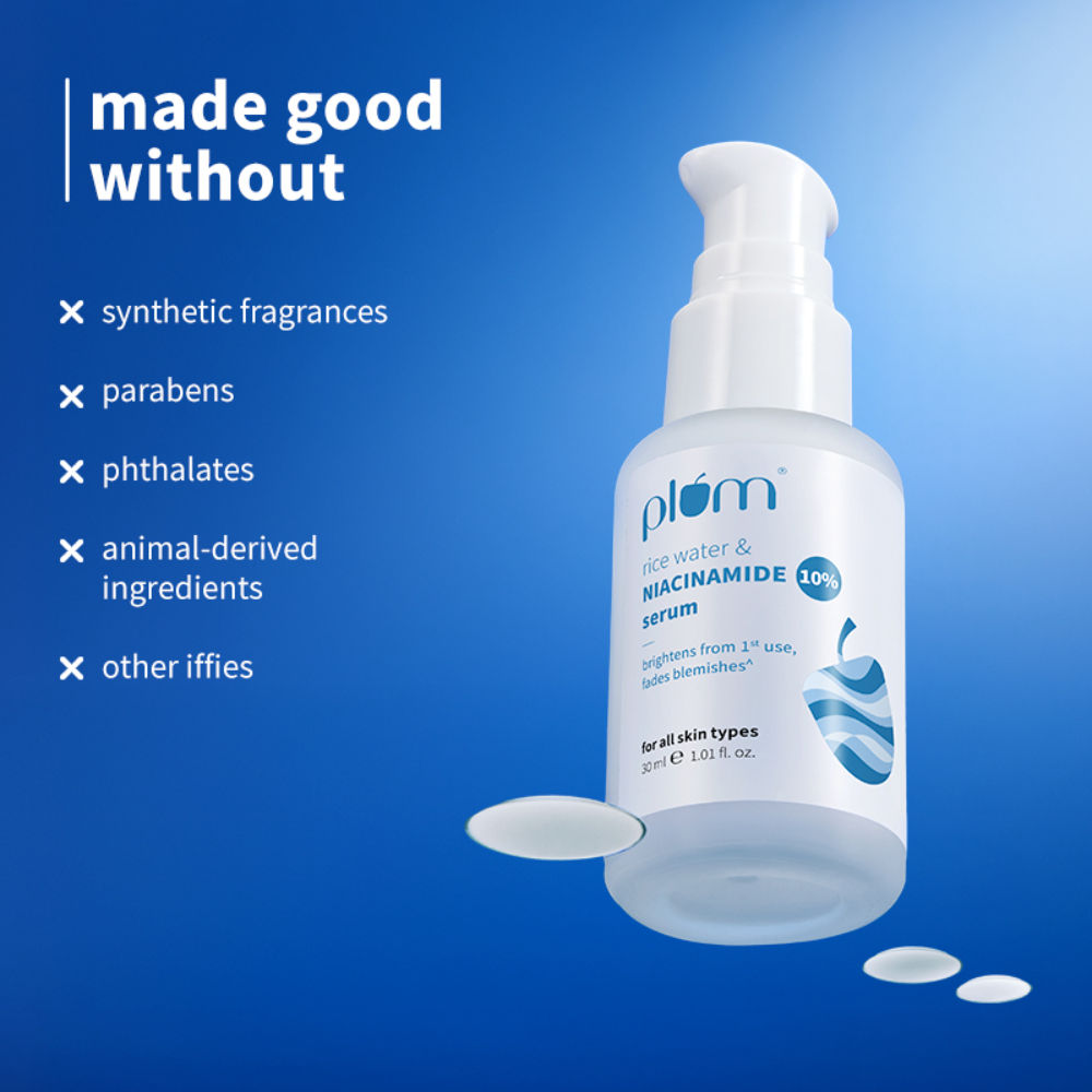 10% Niacinamide Brightening Face Serum with Rice Water, Fades Acne Marks, for Oily to Dry Skin