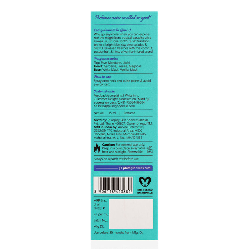 BodyLovin Hawaiian Rumba Eau De Parfum - Long Lasting Tropical Perfume