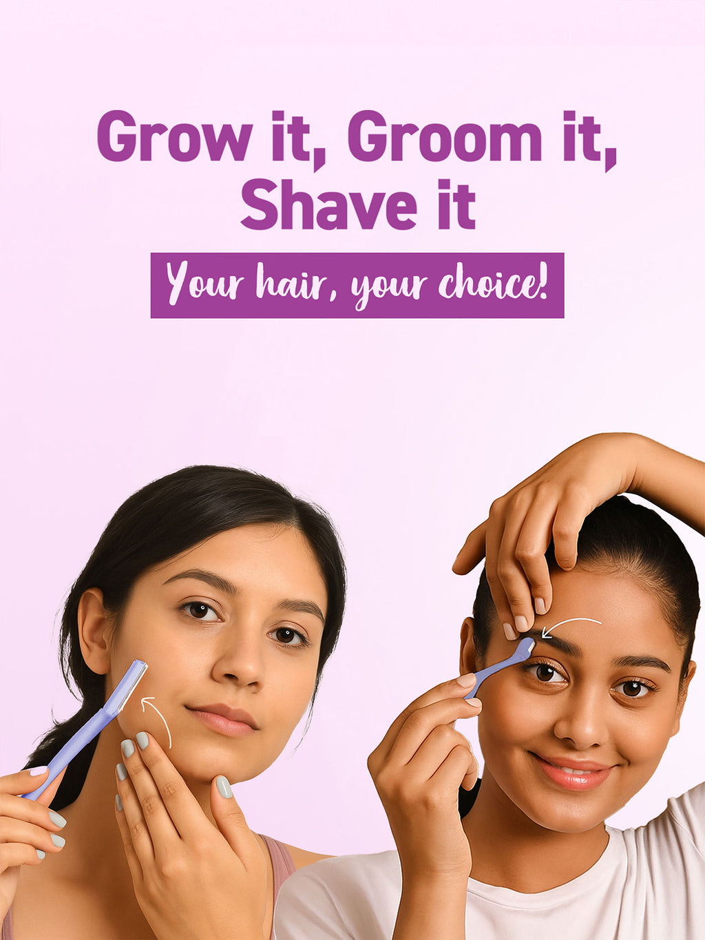 Reusable Facial Hair Removal Razor For Instant & Painfree, Salon-Smooth & Glowing Skin
