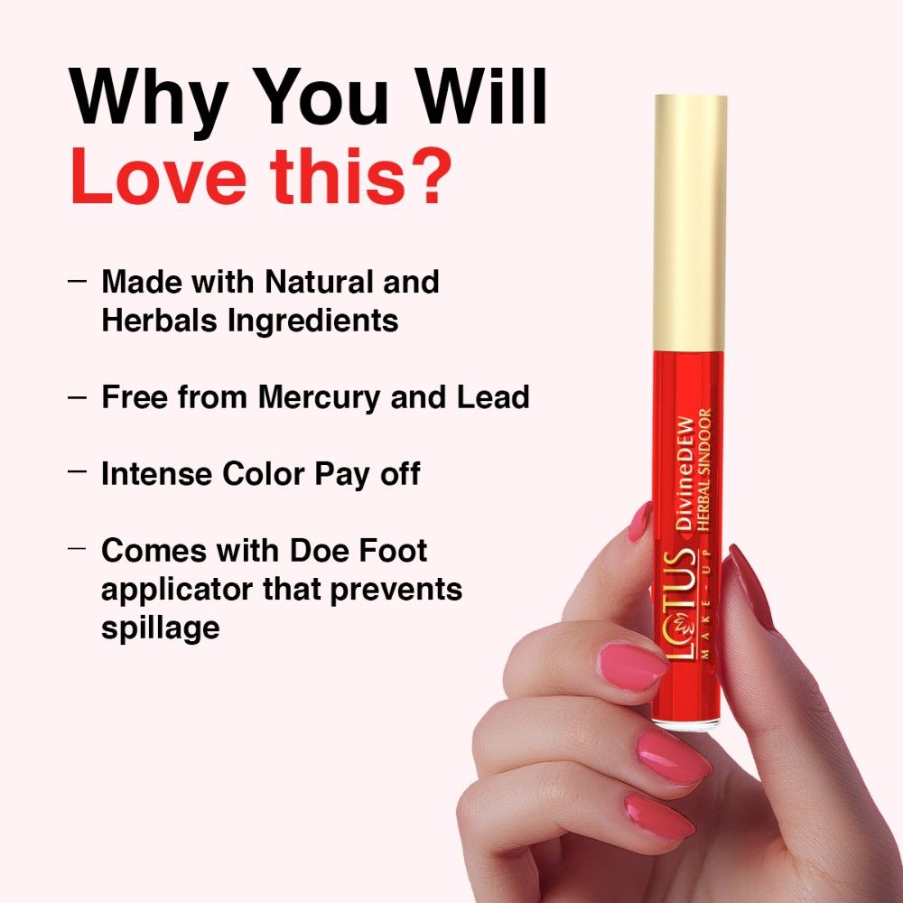 Lotus Make-Up Divine Dew Herbal Liquid Sindoor Love Drop, Water & Smudge Resistant,Long Lasting
