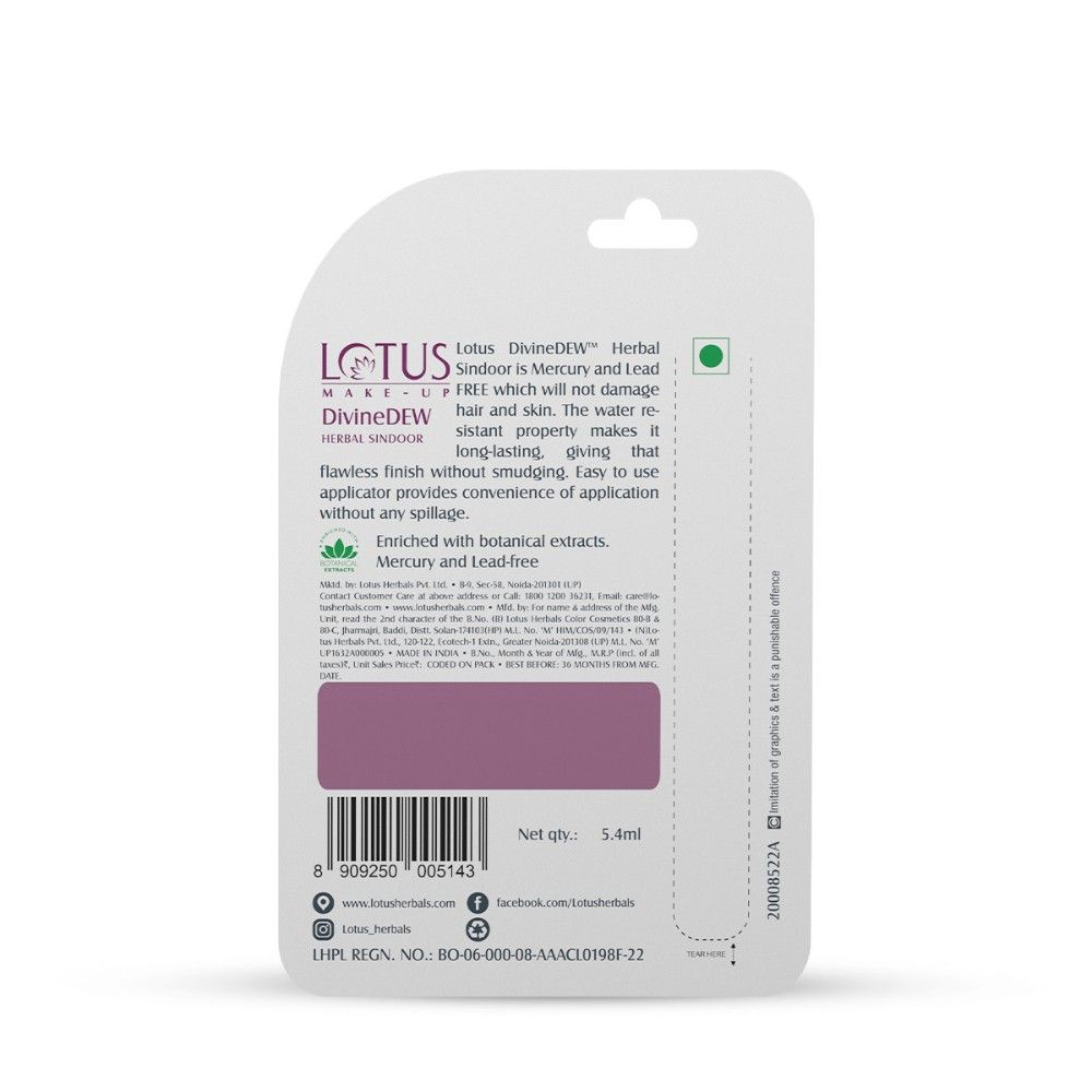 Lotus Make-Up Divine Dew Herbal Liquid Sindoor Love Drop, Water & Smudge Resistant,Long Lasting