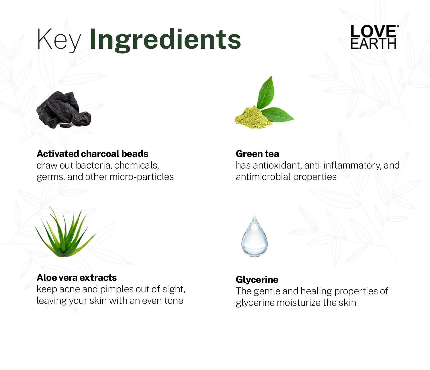Body Wash Jasmine Green Tea and Charcoal with Aloe Vera & Tea Tree for Acne & Pimples
