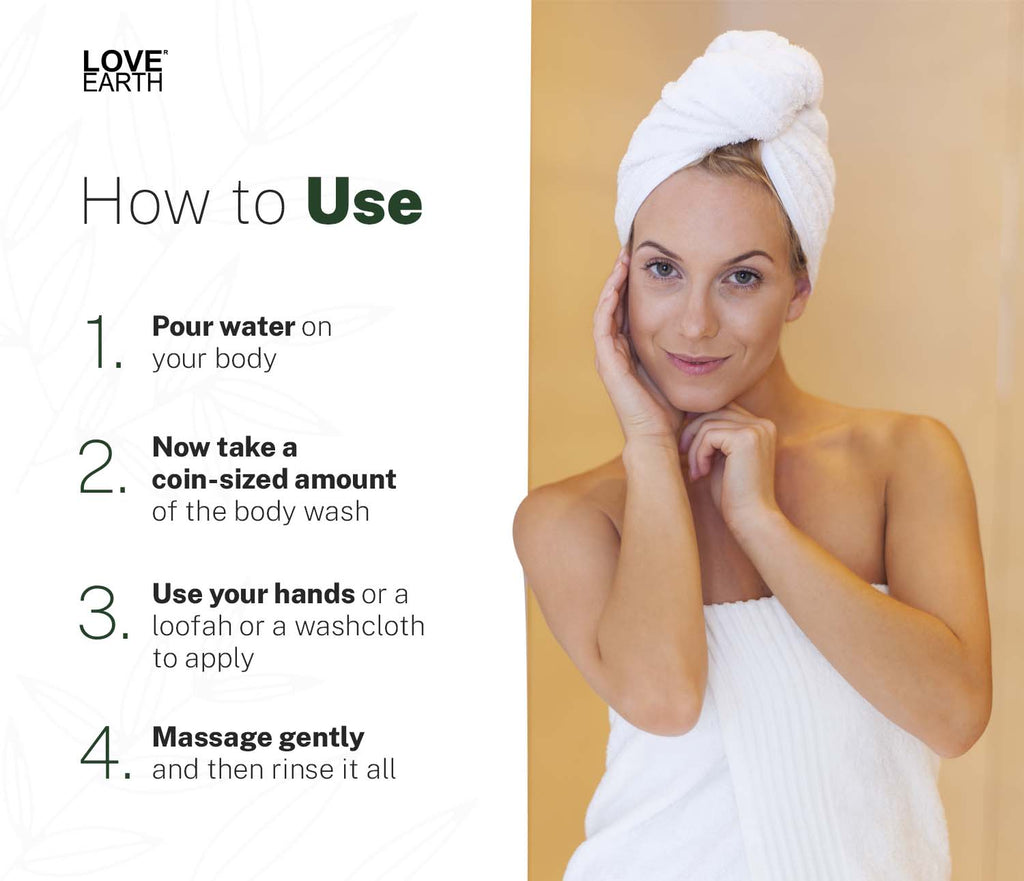 Body Wash Jasmine Green Tea and Charcoal with Aloe Vera & Tea Tree for Acne & Pimples