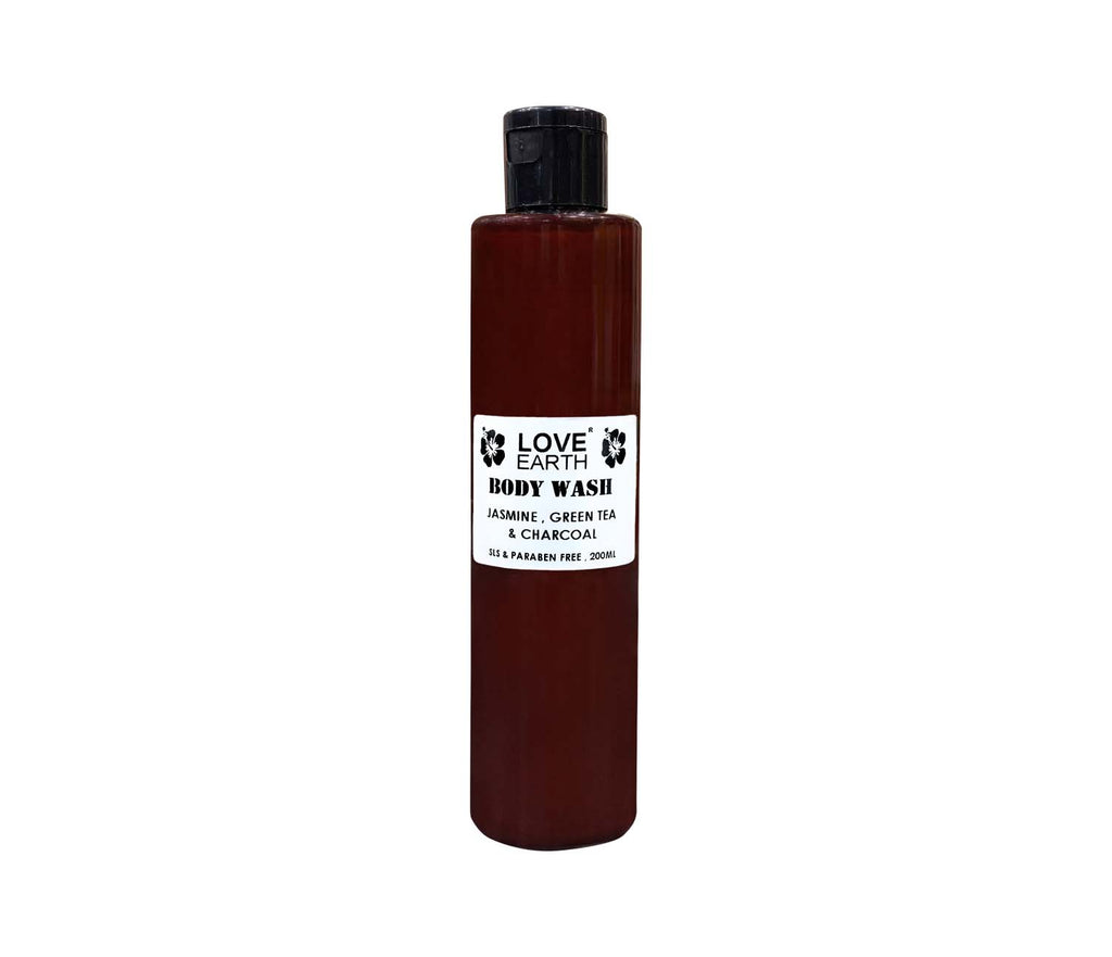 Body Wash Jasmine Green Tea and Charcoal with Aloe Vera & Tea Tree for Acne & Pimples