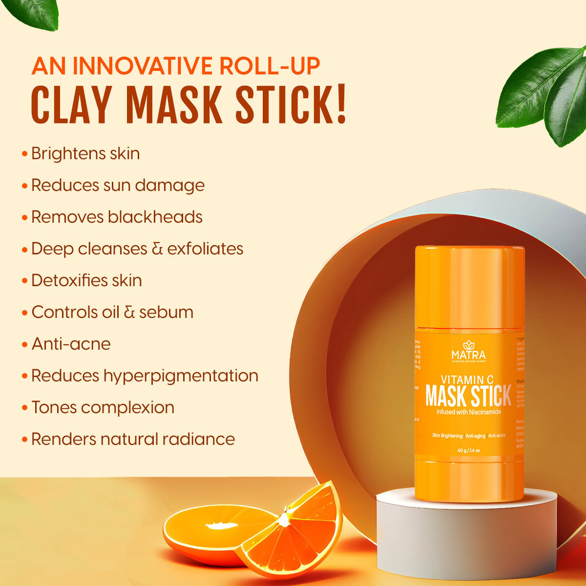Vitamin C Face Mask Stick Infused With Niacinamide For Anti-Aging,Skin Brightening & Anti-Acne