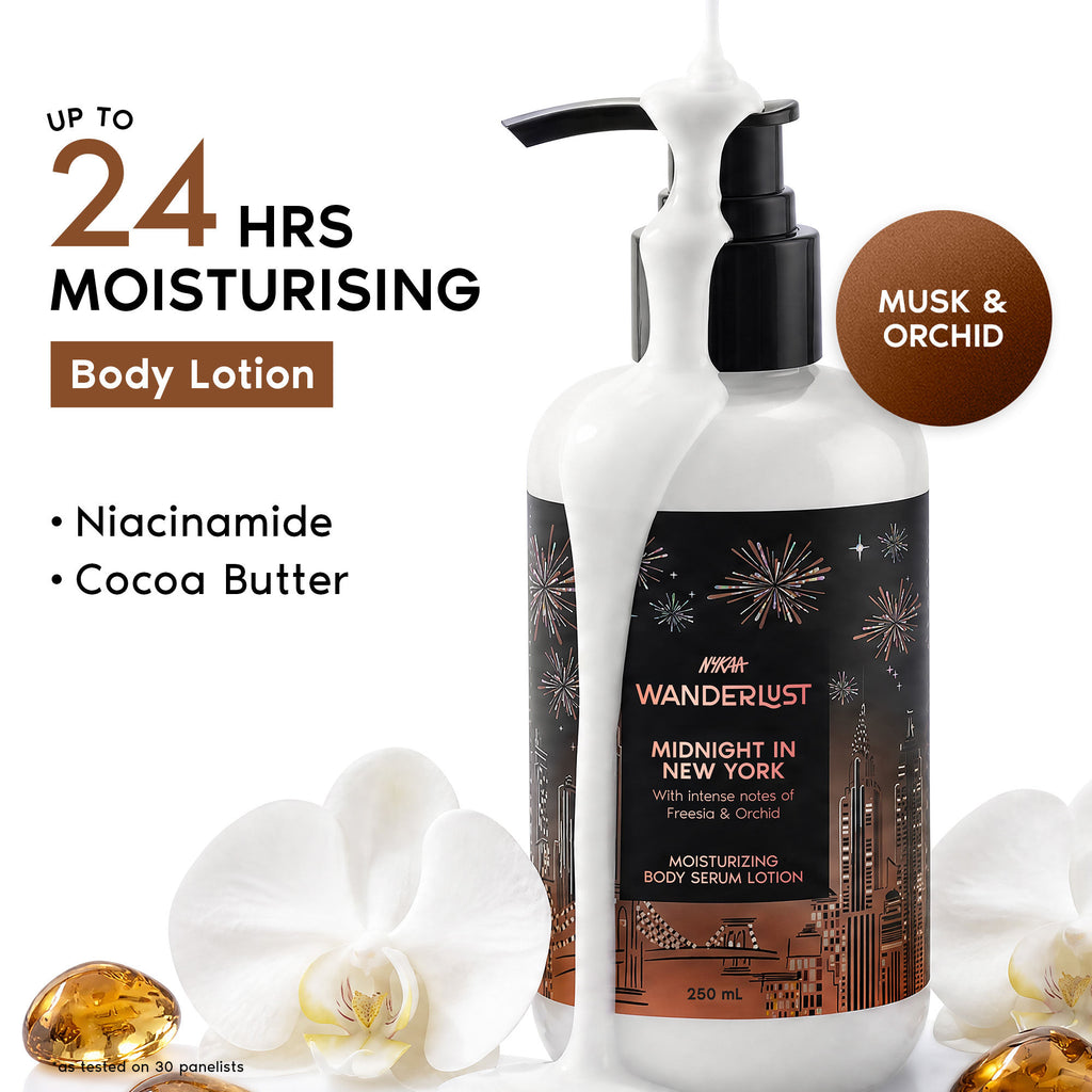 Midnight in New York Moisturising Brightening Body Lotion Niacinamide Vit E Orchid