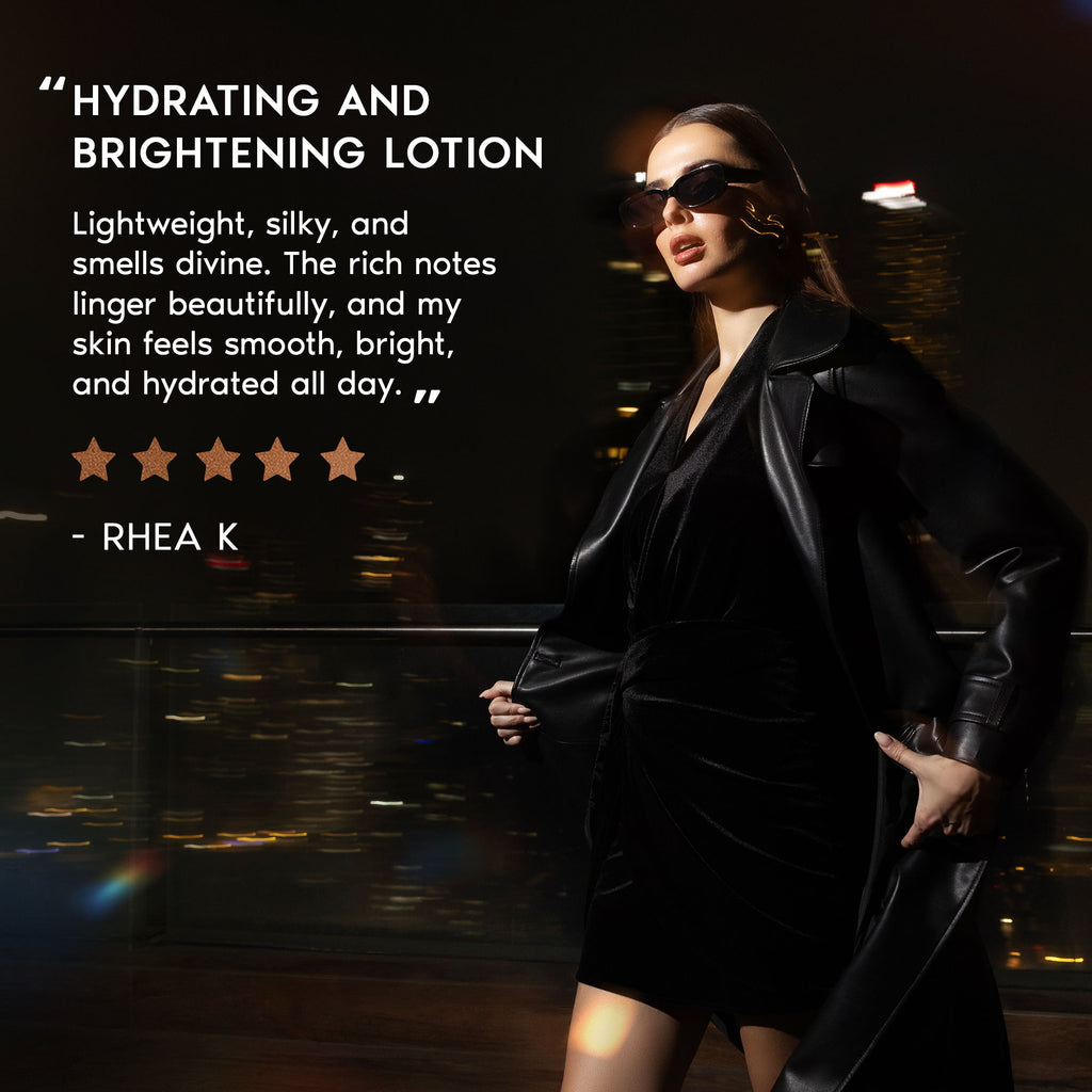 Midnight in New York Moisturising Brightening Body Lotion Niacinamide Vit E Orchid