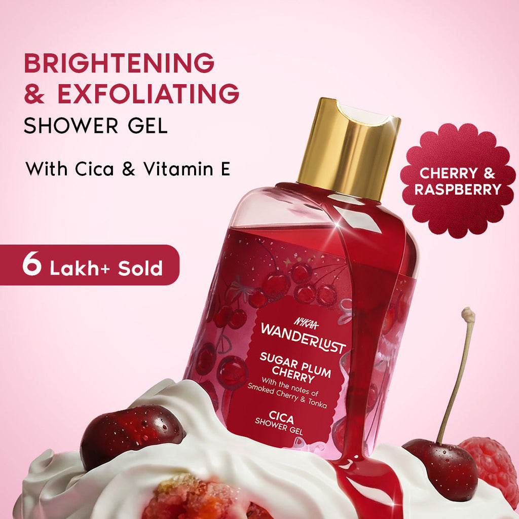 Sugar Plum Cherry Perfume Shower Gel With Cica, Vitamin E (Raspberry, Rose Perfume)