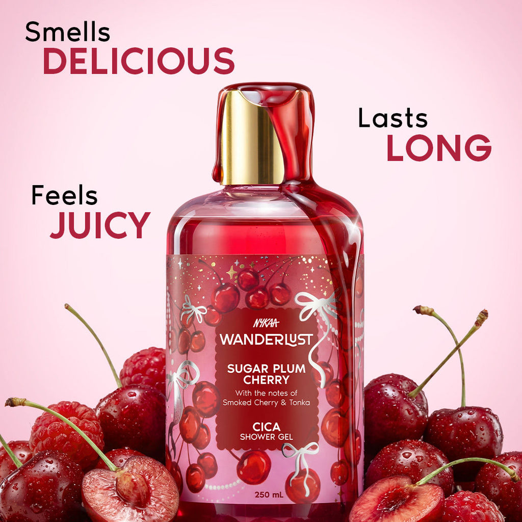 Sugar Plum Cherry Perfume Shower Gel With Cica, Vitamin E (Raspberry, Rose Perfume)