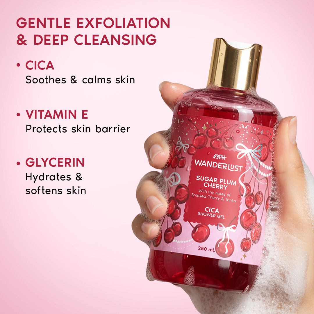 Sugar Plum Cherry Perfume Shower Gel With Cica, Vitamin E (Raspberry, Rose Perfume)