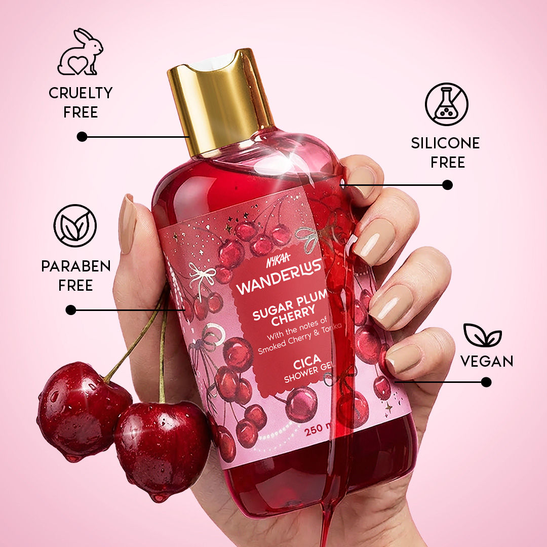 Sugar Plum Cherry Perfume Shower Gel With Cica, Vitamin E (Raspberry, Rose Perfume)