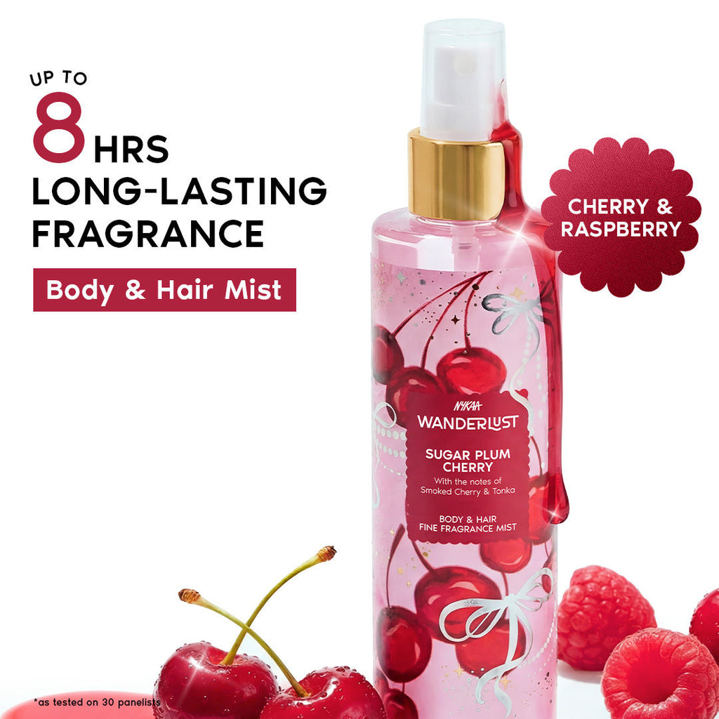 Sugar Plum Cherry Body & Hair Perfume Mist Long Lasting Fragrance (Raspberry, Rose)