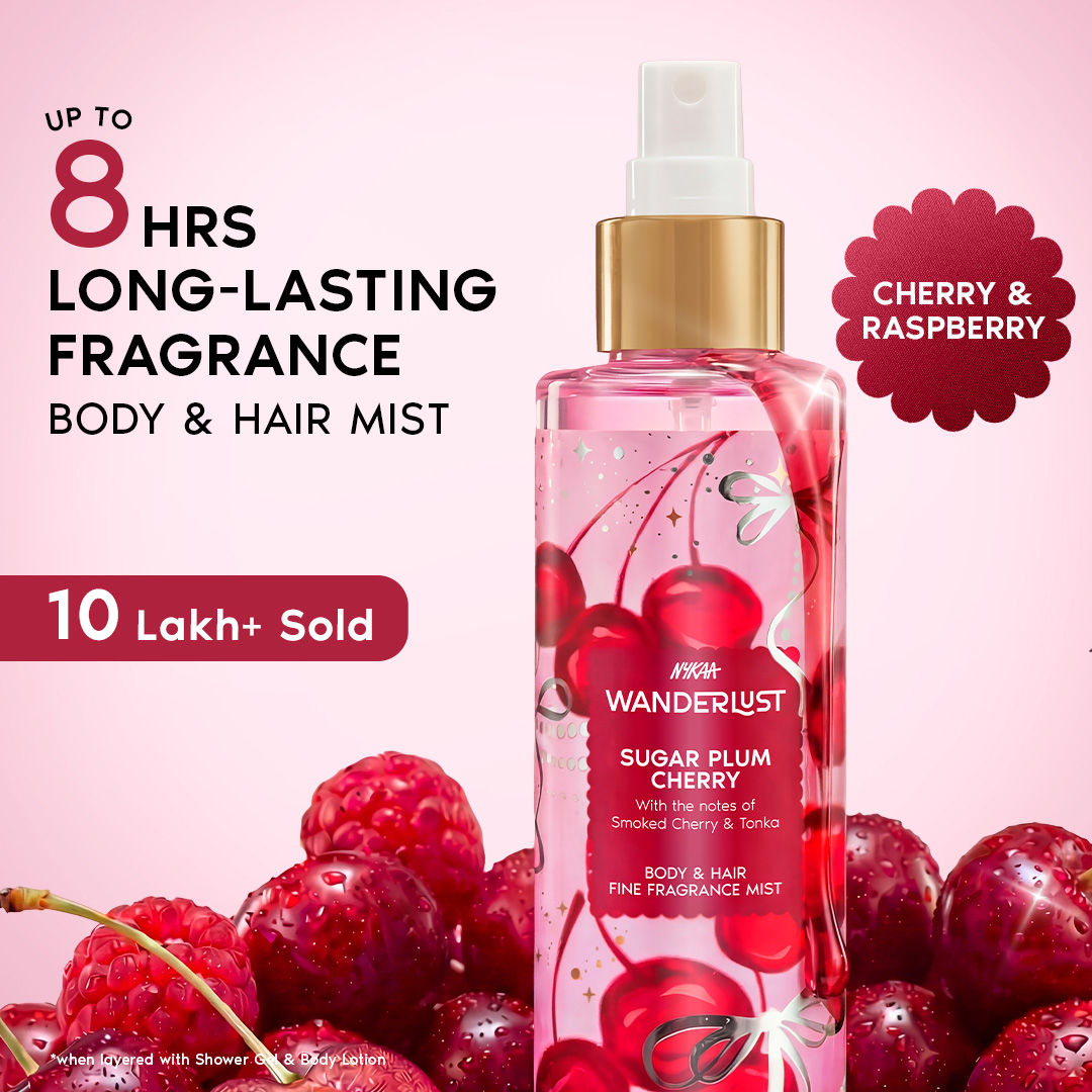 Sugar Plum Cherry Body & Hair Perfume Mist Long Lasting Fragrance (Raspberry, Rose)