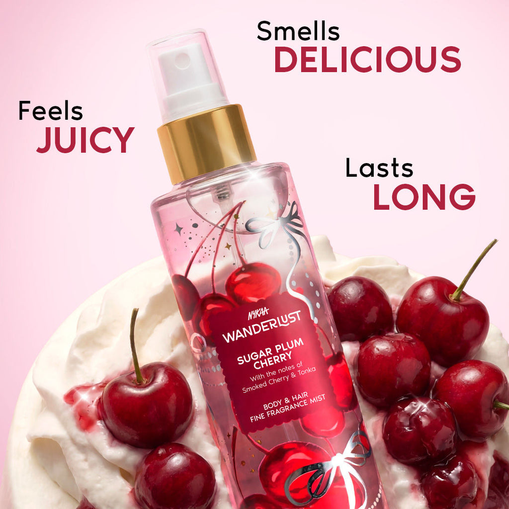 Sugar Plum Cherry Body & Hair Perfume Mist Long Lasting Fragrance (Raspberry, Rose)
