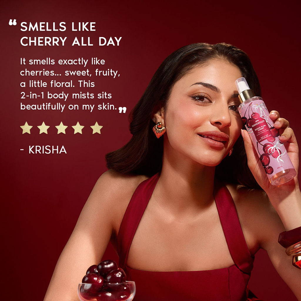 Sugar Plum Cherry Body & Hair Perfume Mist Long Lasting Fragrance (Raspberry, Rose)