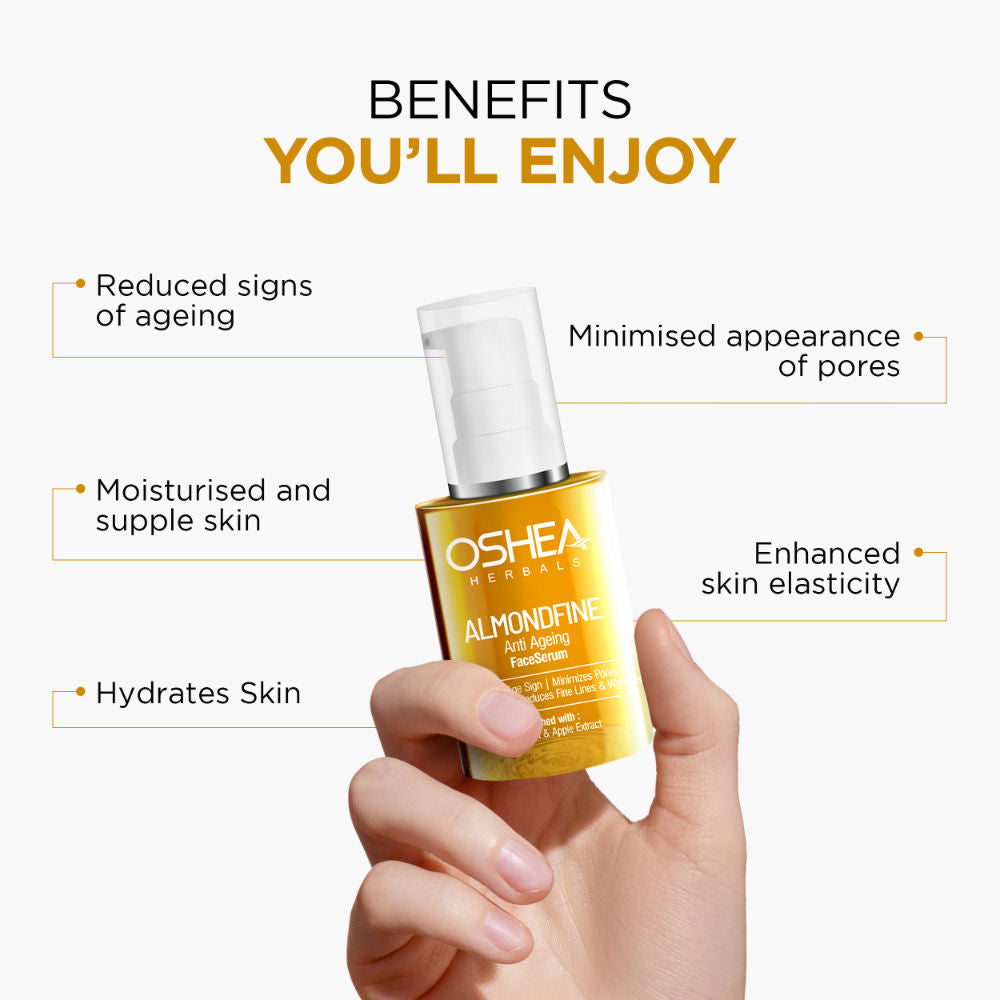 Almondfine Face Serum With Grapefruit & Apple Extracts Reduces Wrinkles & Fine Lines