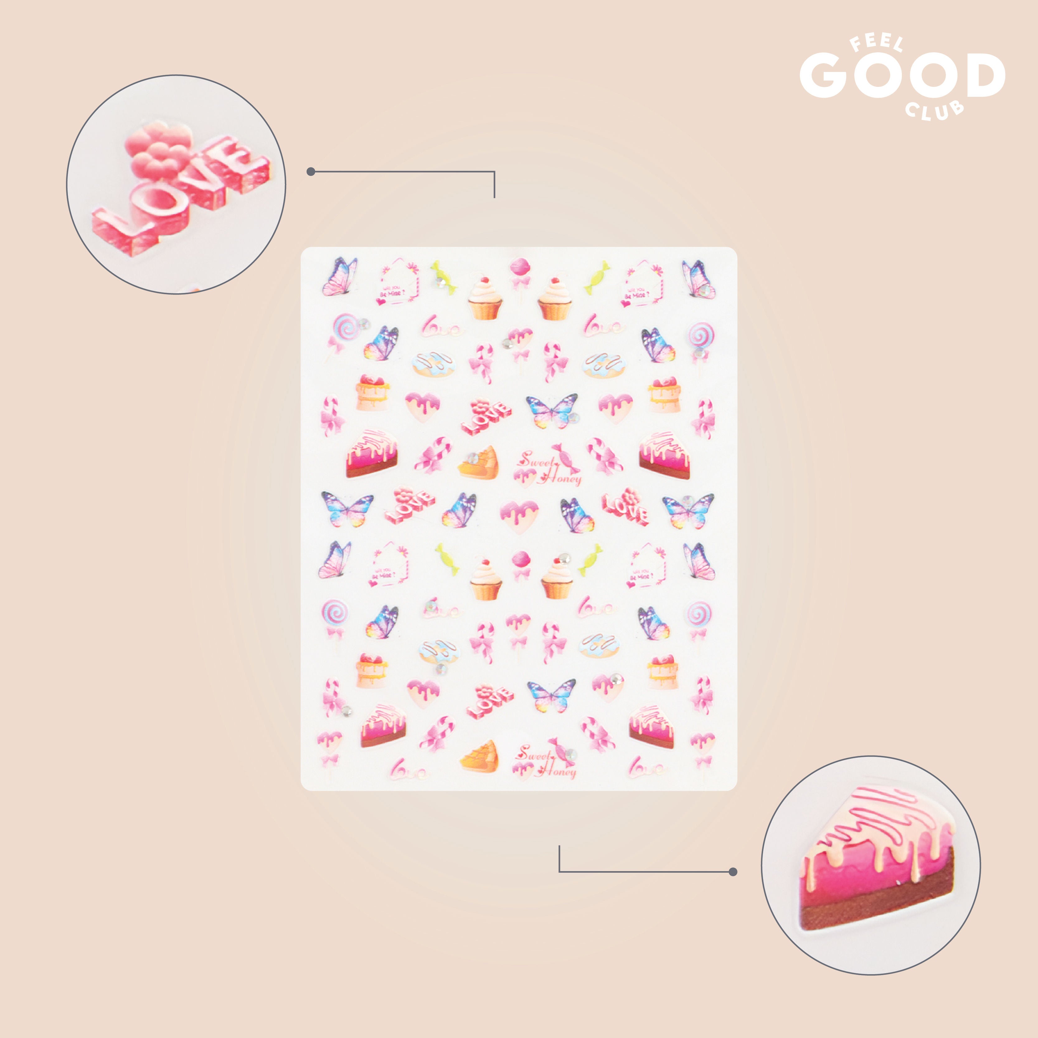 Sugar Rush Stickers For Quick Easy Nail Art - Peel & Apply On Dry Nail Polish Enamel