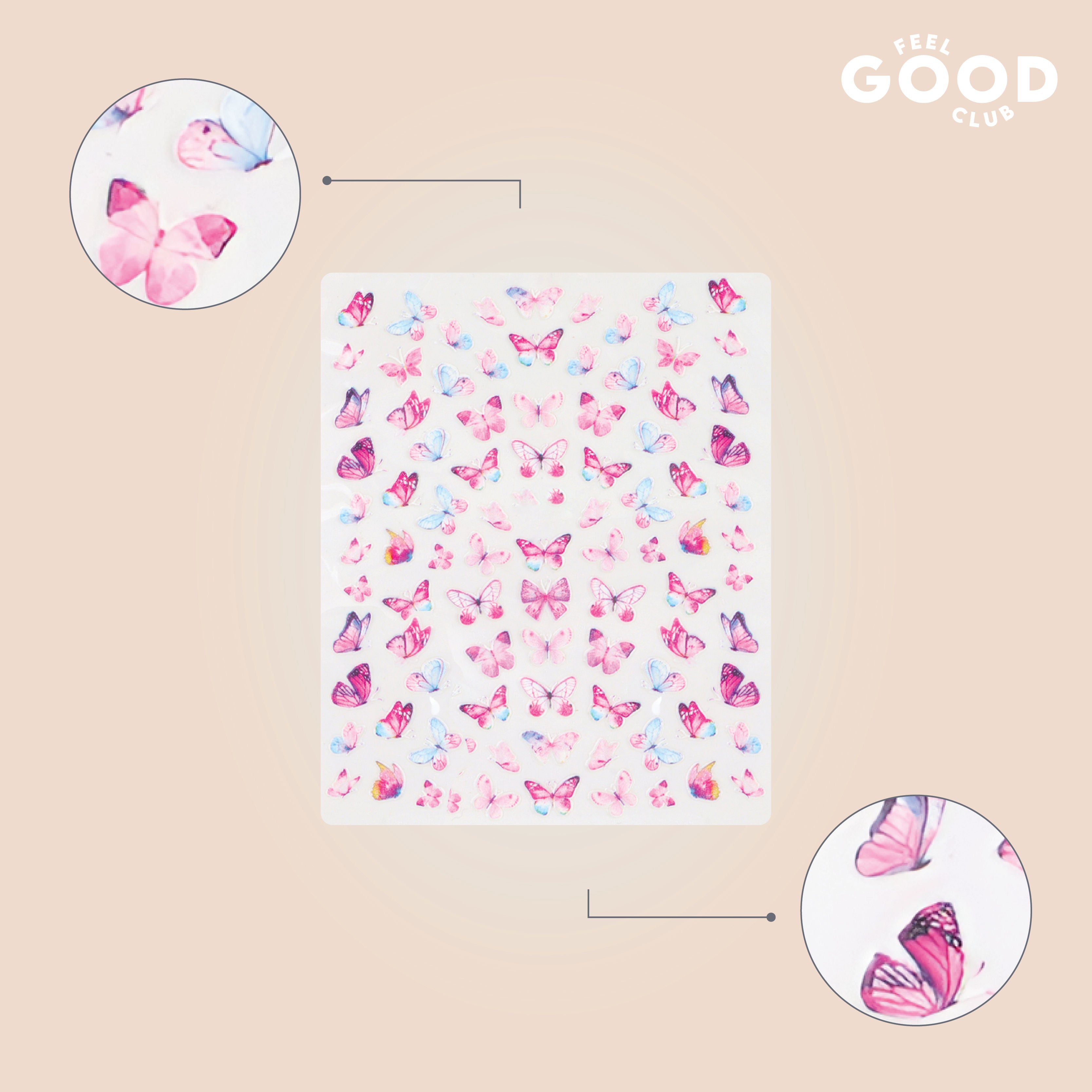 Butterfly Bliss Stickers For Quick Nail Art - Peel & Apply On Dry Nail Polish Enamel