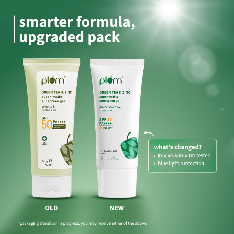 Green Tea & Zinc Super-Matte SPF 50 Sunscreen Gel For Oily, Combination Skin, No White Cast
