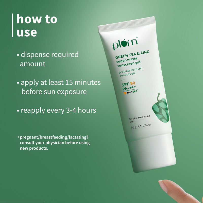 Green Tea & Zinc Super-Matte SPF 50 Sunscreen Gel For Oily, Combination Skin, No White Cast