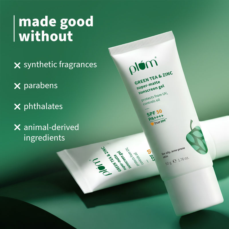 Green Tea & Zinc Super-Matte SPF 50 Sunscreen Gel For Oily, Combination Skin, No White Cast