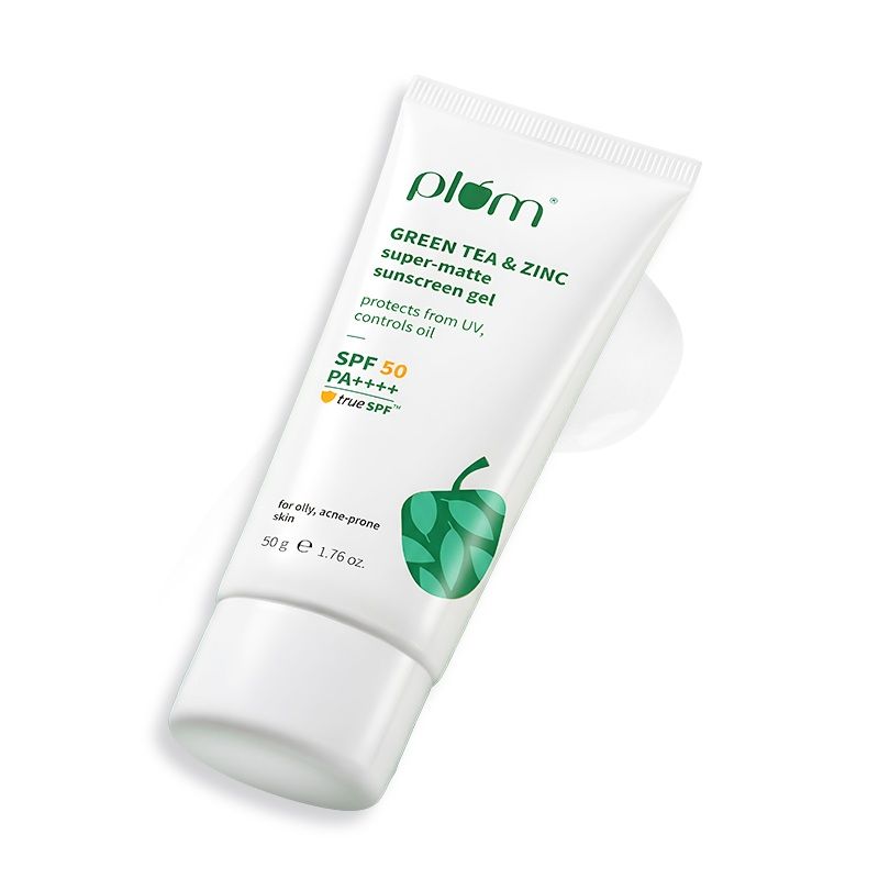 Green Tea & Zinc Super-Matte SPF 50 Sunscreen Gel For Oily, Combination Skin, No White Cast
