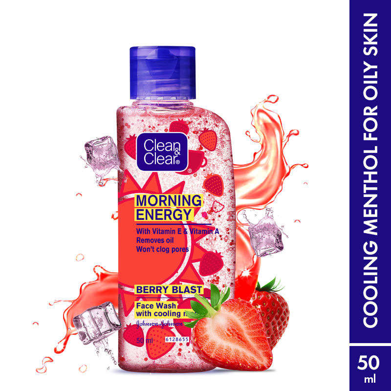 Morning Energy Berry Blast Face Wash - Gentle Cleanser with Menthol for Oily Skin - 50ml