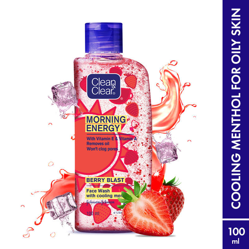Morning Energy Berry Blast Face Wash - Gentle Cleanser with Menthol for Oily Skin - 100ml