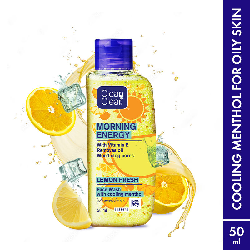 Morning Energy Lemon Fresh Face Wash - Gentle Cleanser with Menthol for Oily Skin - 50ml