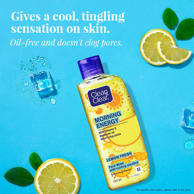 Morning Energy Lemon Fresh Face Wash - Gentle Cleanser with Menthol for Oily Skin