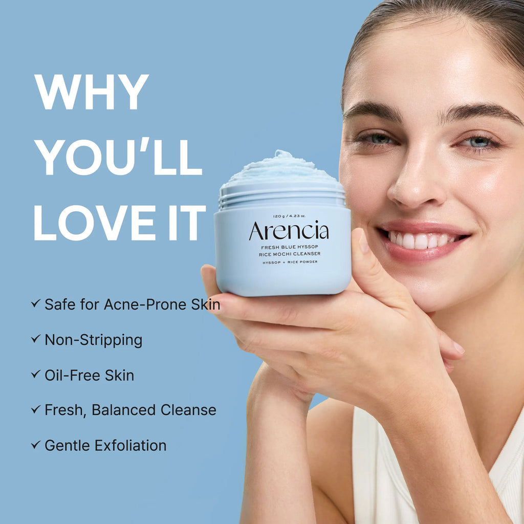 Fresh Blue Hyssop Rice Mochi Cleanser - Gentle Exfoliating Pore Care Korean Double Cleanser