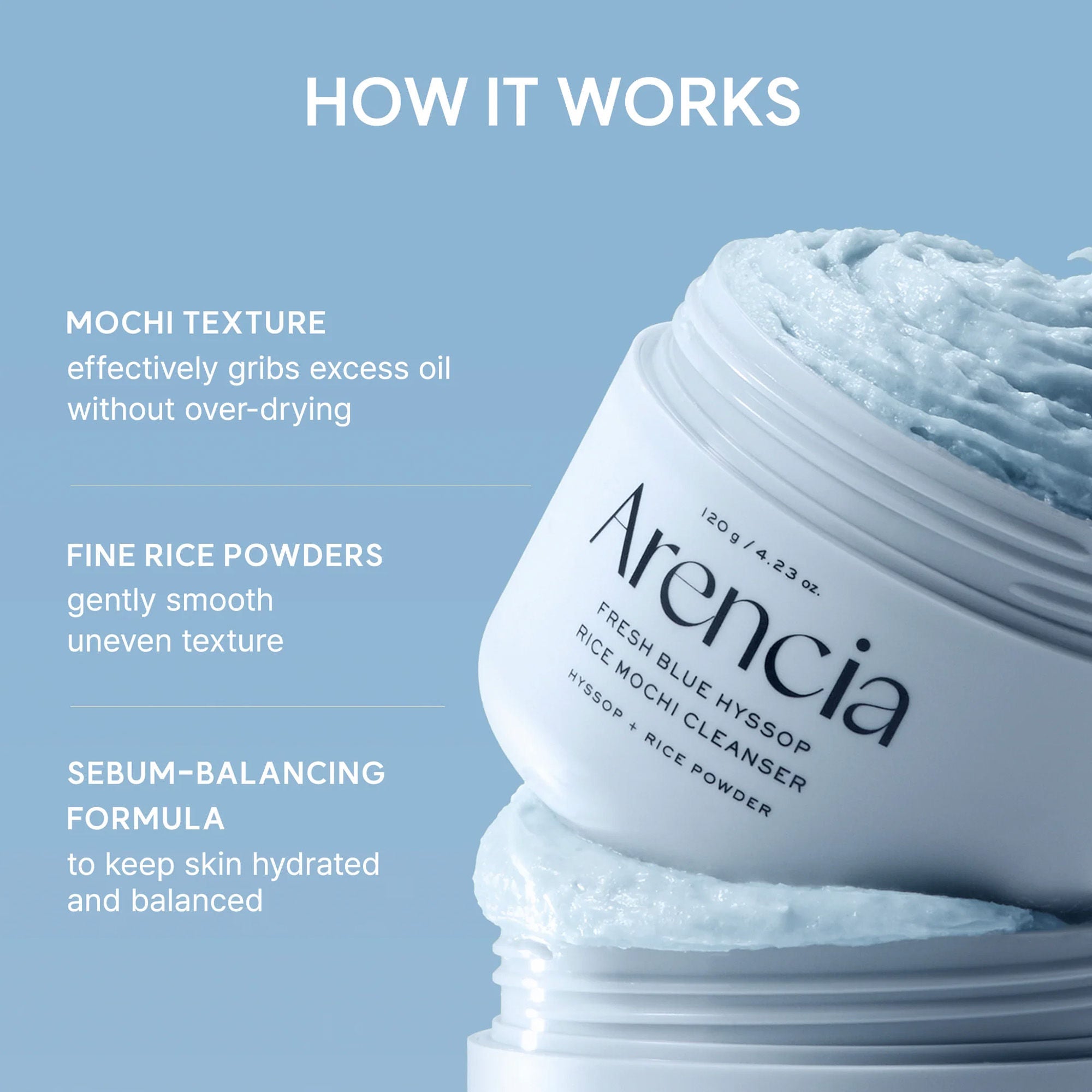 Fresh Blue Hyssop Rice Mochi Cleanser - Gentle Exfoliating Pore Care Korean Double Cleanser
