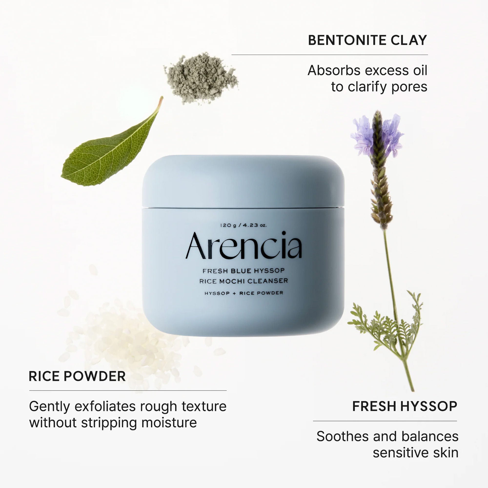 Fresh Blue Hyssop Rice Mochi Cleanser - Gentle Exfoliating Pore Care Korean Double Cleanser