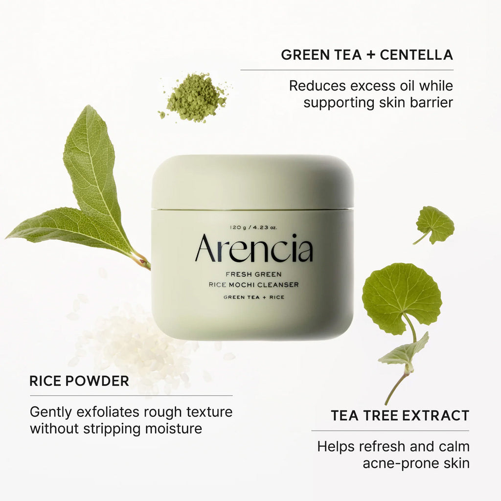 Fresh Green Rice Mochi Cleanser - Korean Cleanser, Mask & Makeup Remover, Reduces Blackheads