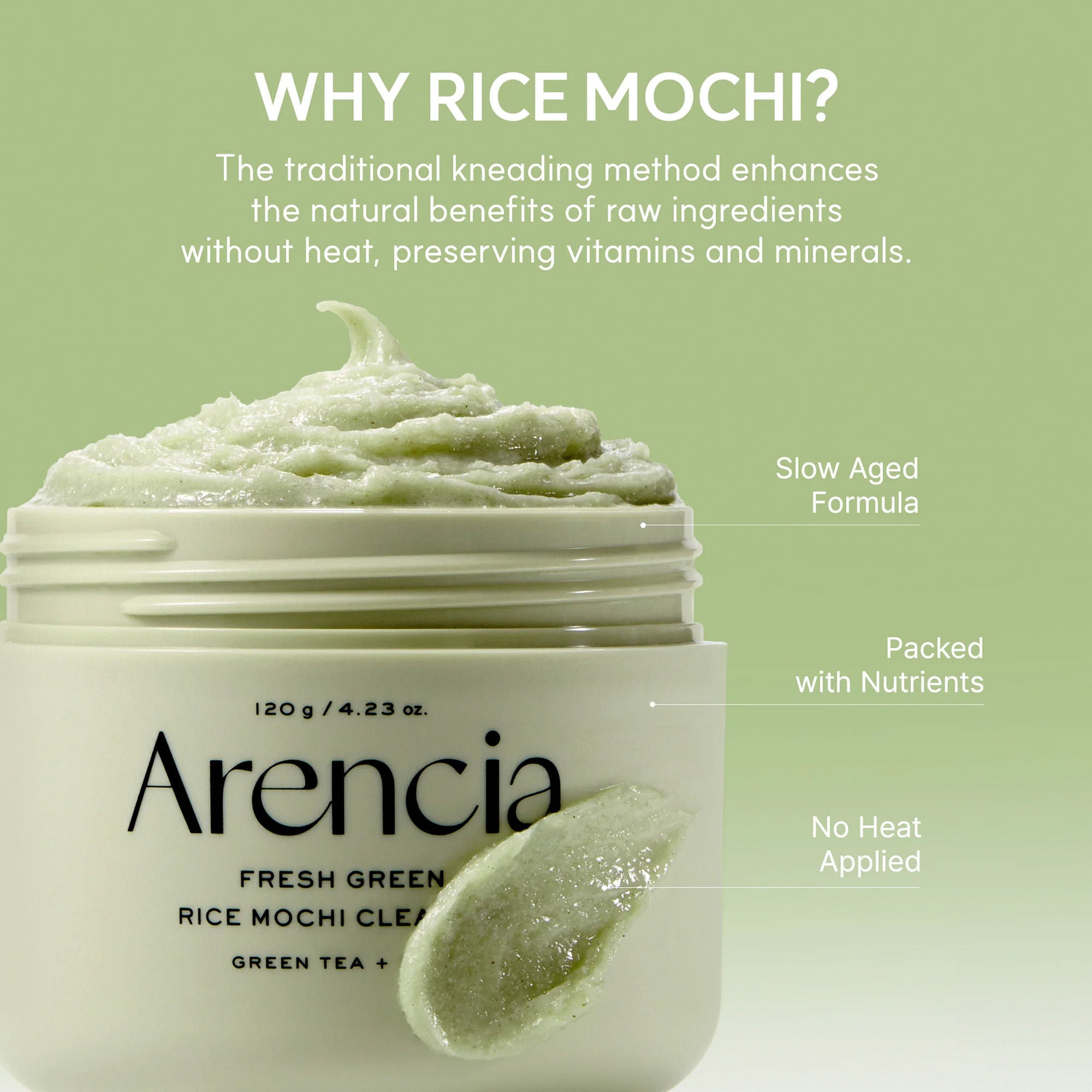 Fresh Green Rice Mochi Cleanser - Korean Cleanser, Mask & Makeup Remover, Reduces Blackheads