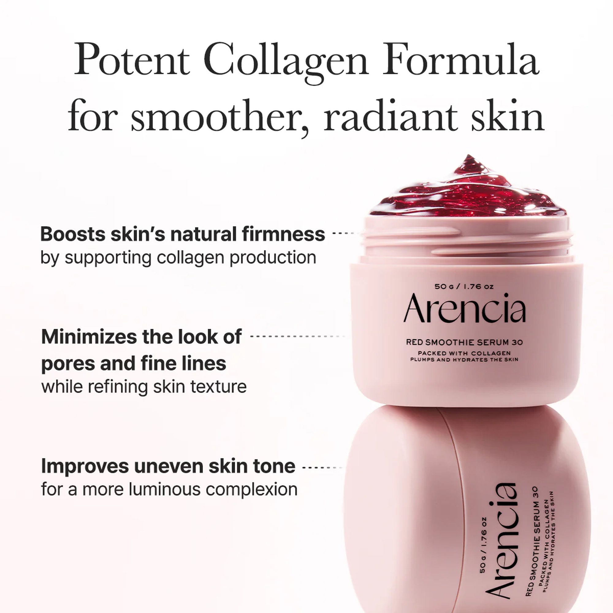 Red Smoothie Serum 30 - Anti-Aging Korean Serum with Vegan Collagen, Niacinamide & Peptides