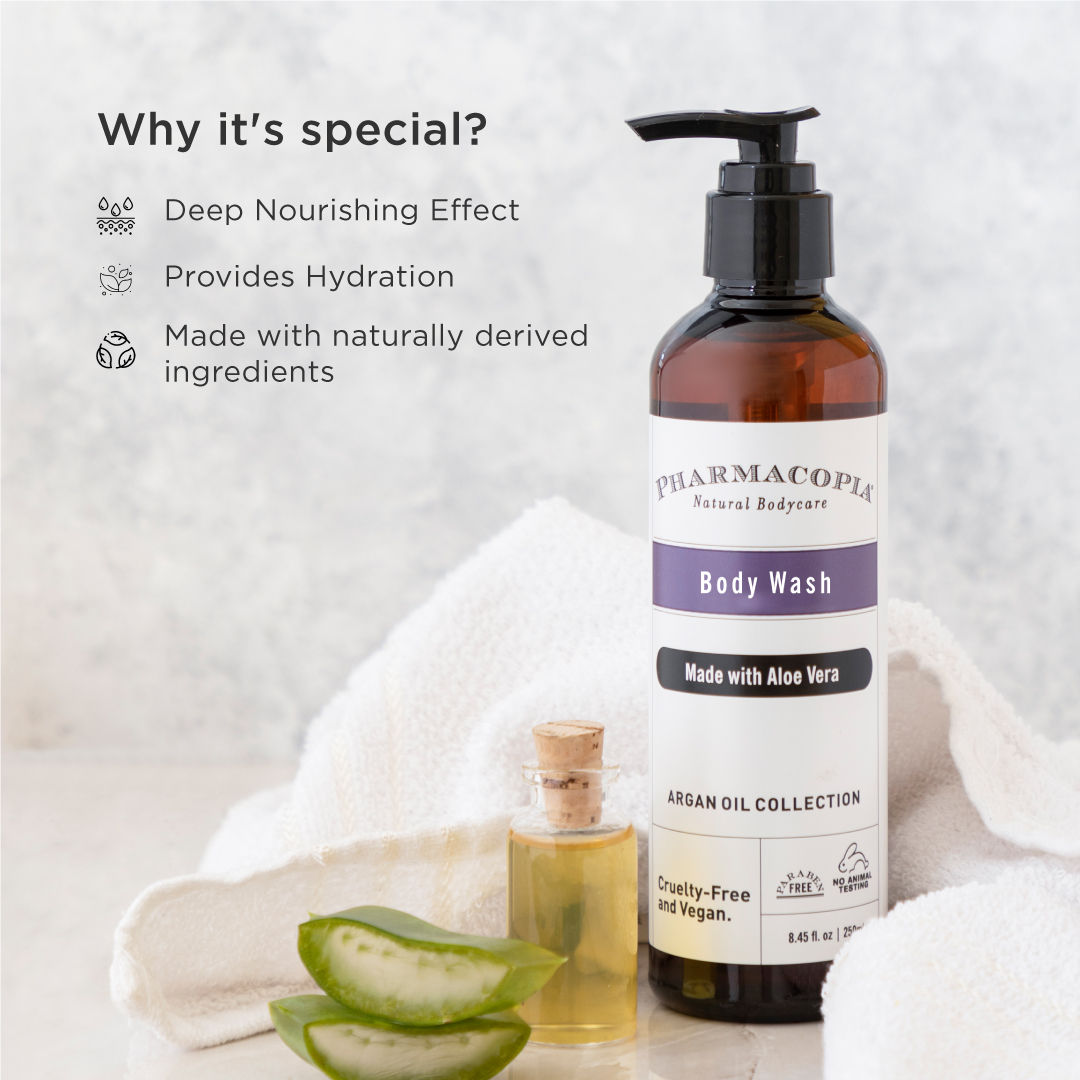Pharmacopia Argan Oil & Aloe Vera Organic Body Wash, 100% Vegan And Paraben Free