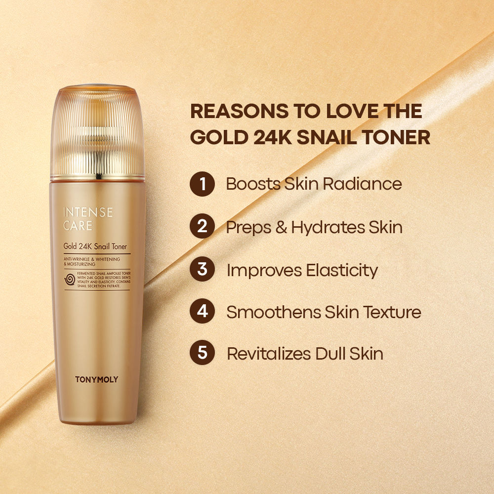Korean Intense Care Gold 24K Snail Toner to Hydrate, Soothe & Brighten Dull, Mature Skin