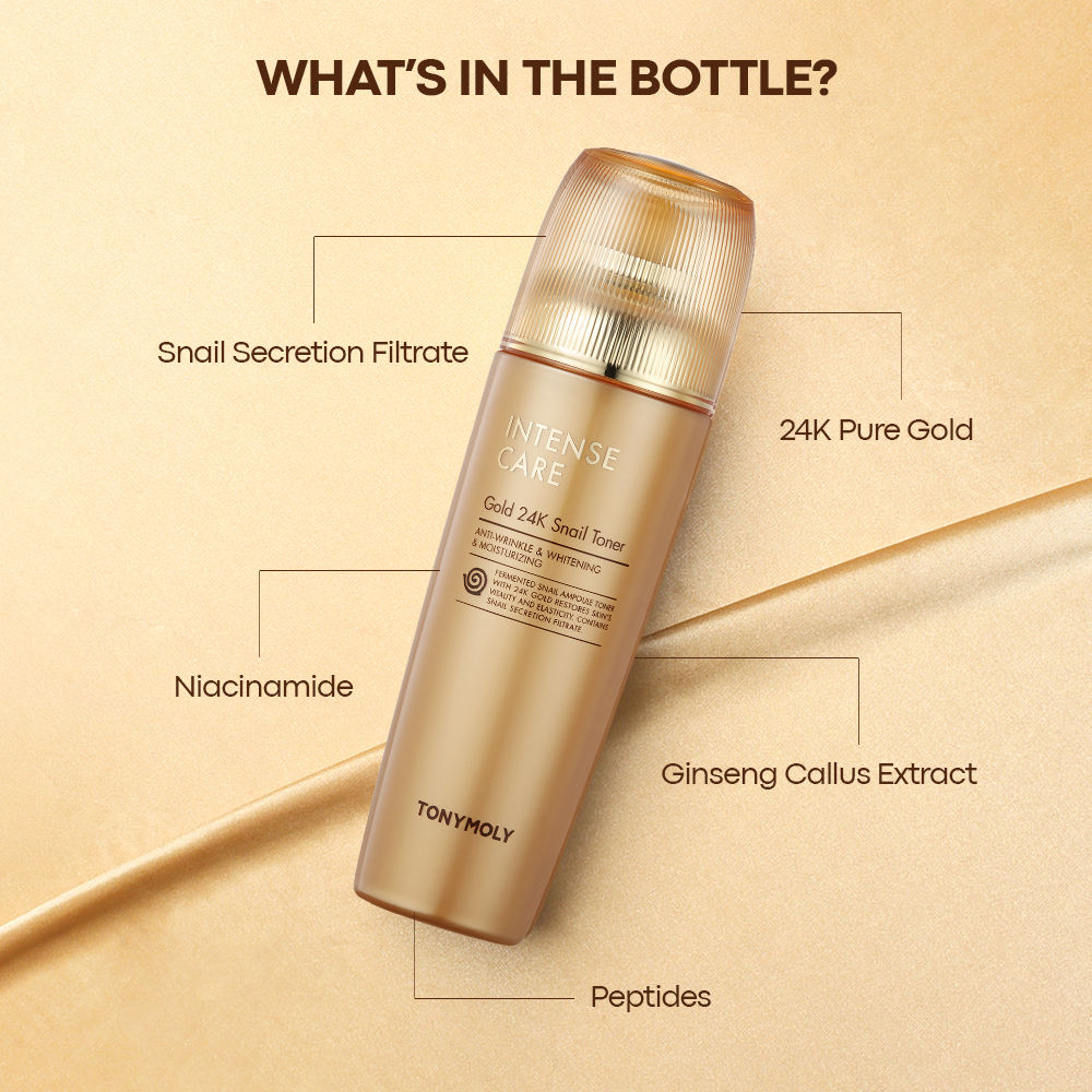 Korean Intense Care Gold 24K Snail Toner to Hydrate, Soothe & Brighten Dull, Mature Skin