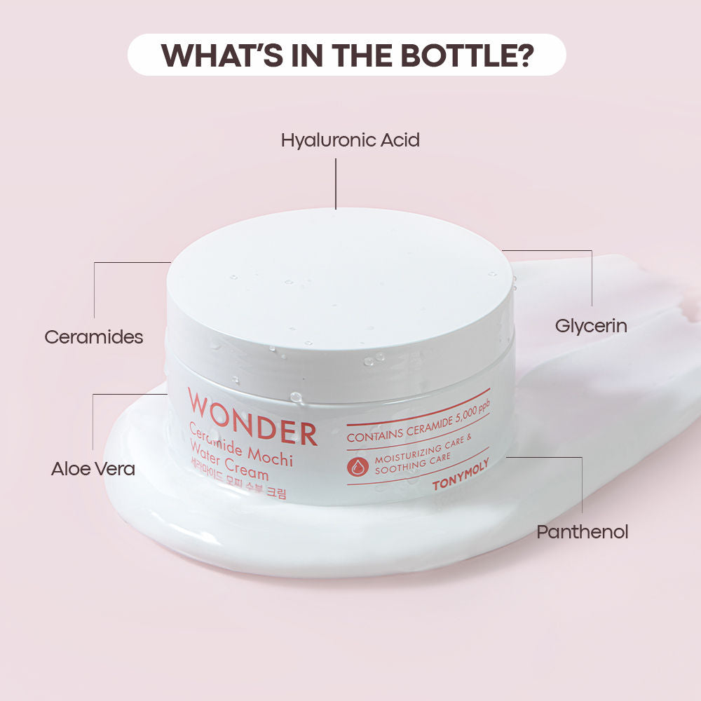 Korean Wonder Ceramide Mochi Water Cream-Gel Moisturiser with Aloe to Hydrate Dry Skin