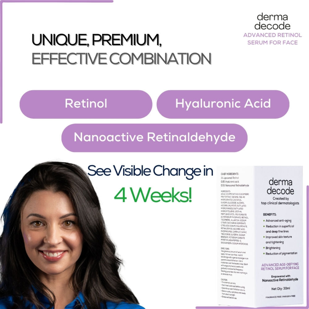 Advanced Retinol Face Serum With 1% Retinol And 0.5 % Retinal For Anti Aging Wrinkles