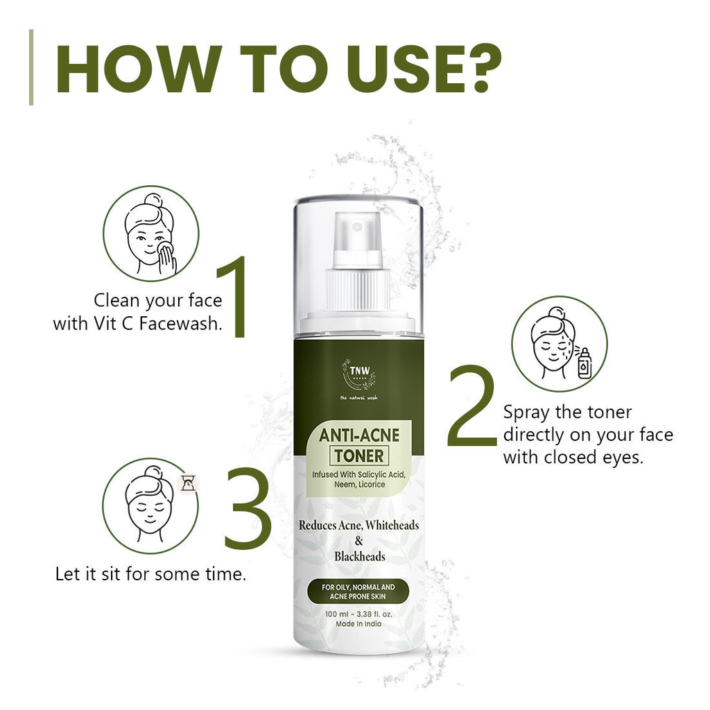 Anti Acne Toner with Salicylic acid, Controls sebum, Tightens pores