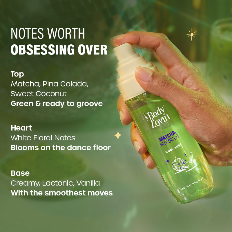 BodyLovin’ Matcha, But Disco Body Mist, Long-Lasting, Lactonic Matcha Fragrance