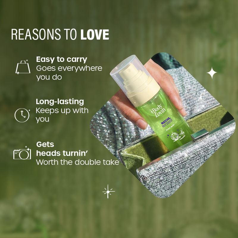 BodyLovin’ Matcha, But Disco Body Mist, Long-Lasting, Lactonic Matcha Fragrance